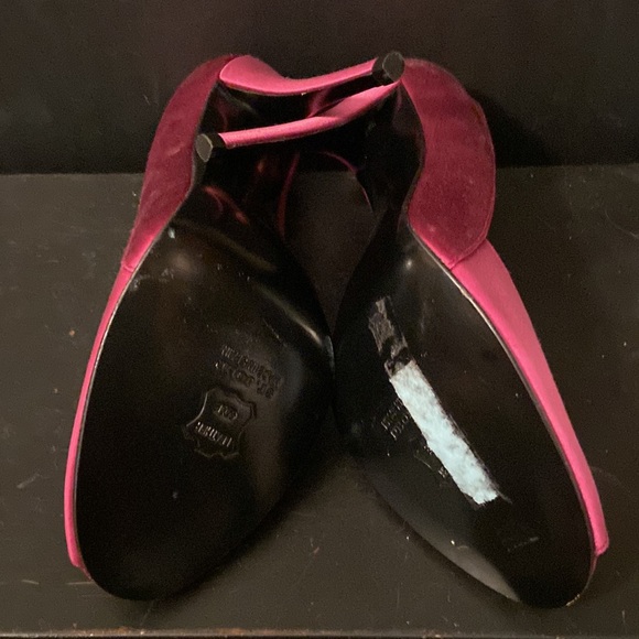 St John Evening Stiletto Pumps Satin Peep Toe  Fuchsia sz 9 Spain - Picture 8 of 9